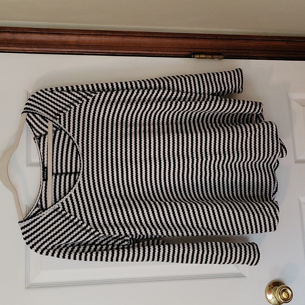 Torrid Black Striped Tunic Tee